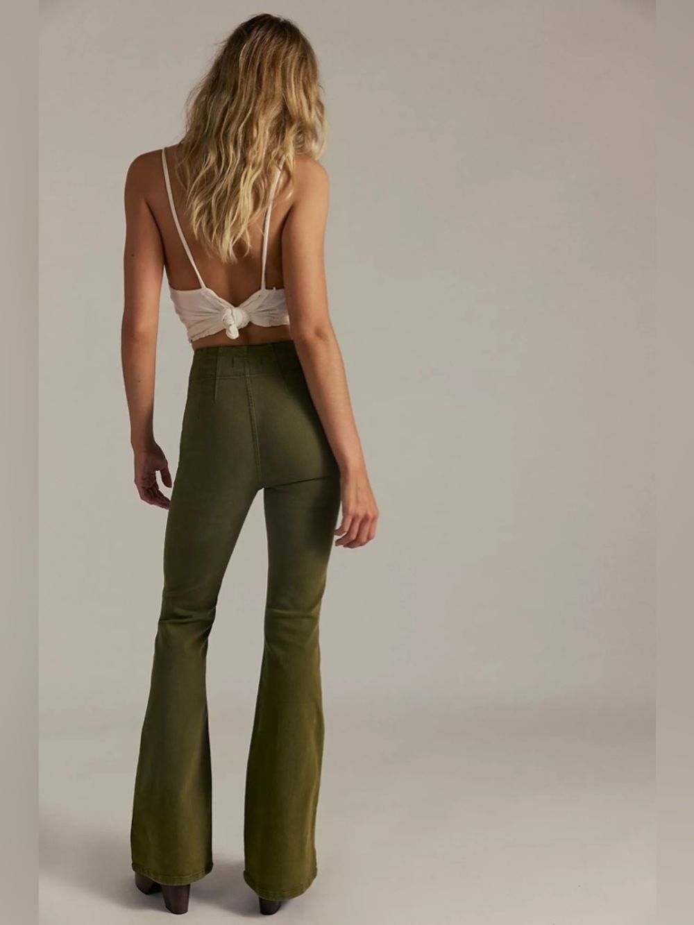 WE THE FREE Jayde Cord High Rise Flare Jeans in Deep Olive - Picture 3 of 11